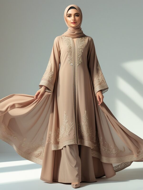 White Stylish Pakistani Abaya at AbayaMart.pk